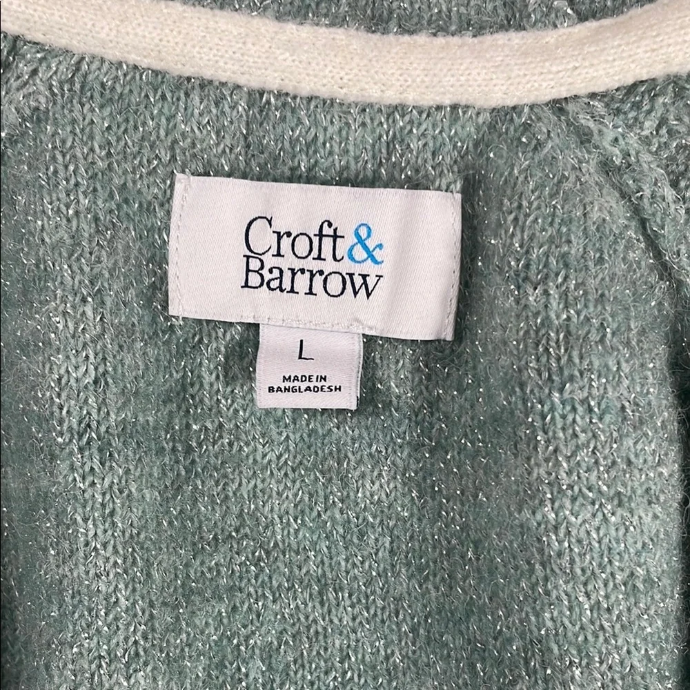 Croft & Barrow Green Open-Front Sweater - Picture 3 of 5